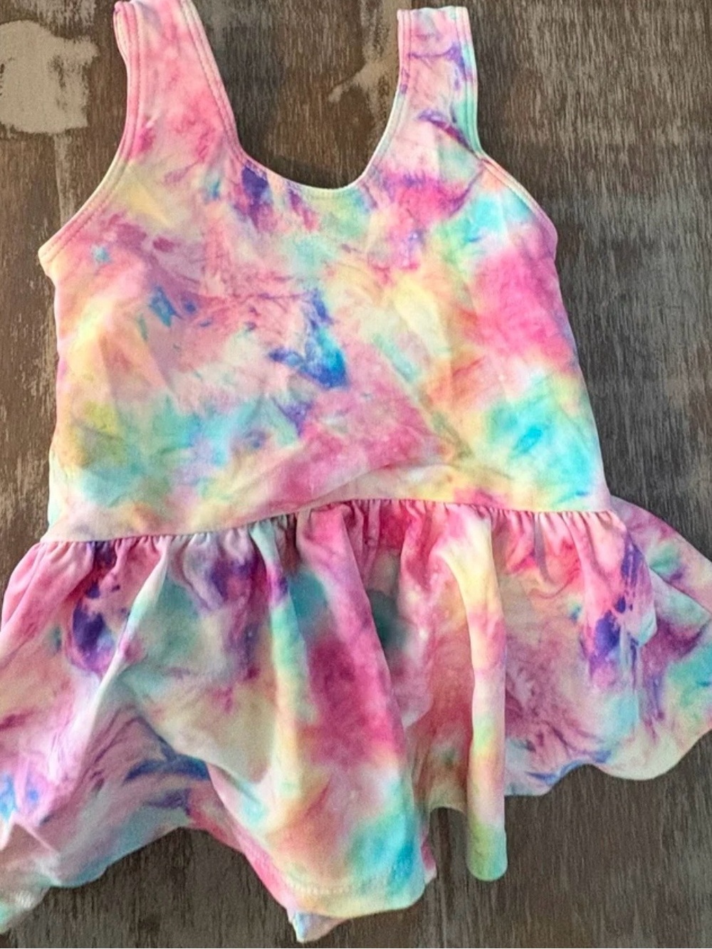 Posh peanut pink tie dye “Joplin” tank top skirted one piece swimsuit toddler 2T